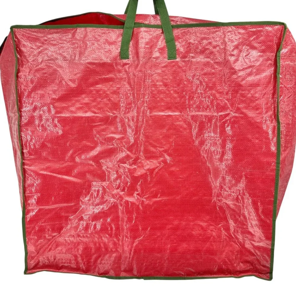 Whitmor Christmas Jumbo Storage Bags 1 New 1 Used Red Zip Up Handles 30x30x8 Red